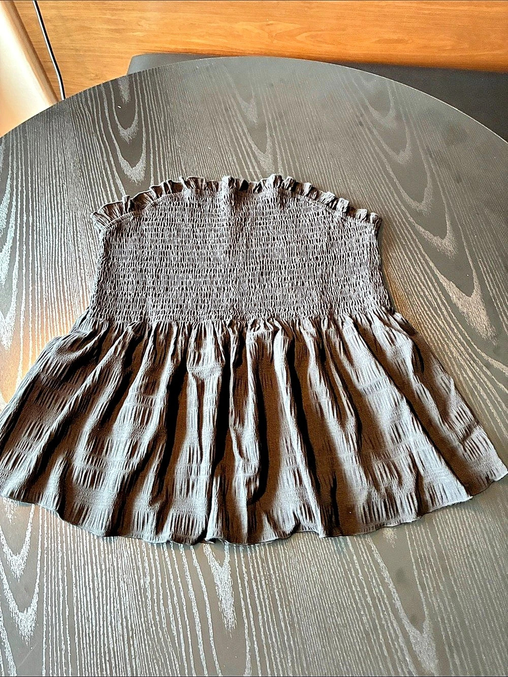 Black Smocked Strapless Top Like New M